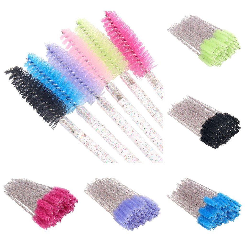 Disposable Eyelash Eye Brush With Elegant Crystal Diamond Handle And Spiral Design For Precise Makeup Application