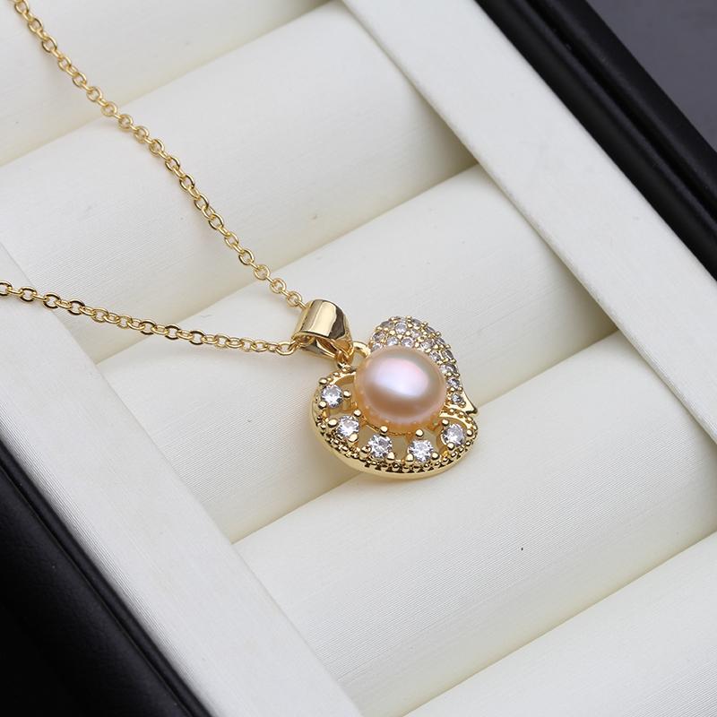 Real Freshwater Pearl Heart Pendant For Women,Cute White Natural Pearl Necklace Wedding Birthday Gifts