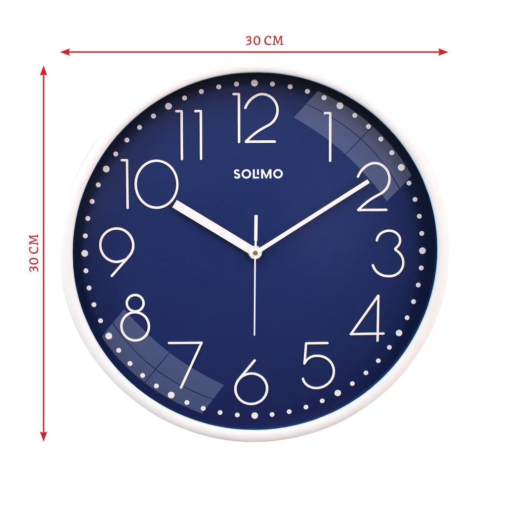 Plastic Wall Clock, Quartz Movement, Silent Sweep, Modern Embossed, Easy-to-Read Time Indicator (30 Cm X 30 Cm, Blue), Analog