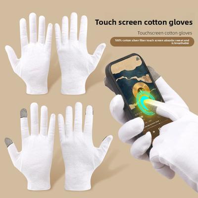 Silver Fiber Two-finger Touch Screen Gloves New Cotton Elastane Light and Breathable Soft Simple Non-slip Gloves