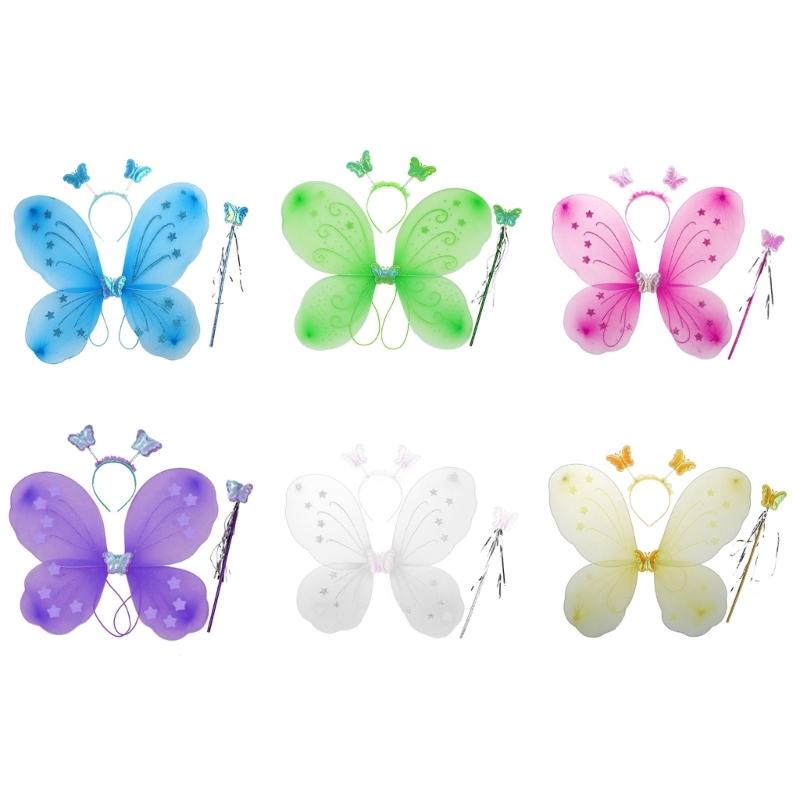 Scintillante Carina Sognante Fata Principessa Angelo Bacchetta Farfalle Ala Cerchietto Festa di Compleanno Halloween Cosplay Costume Accessorio