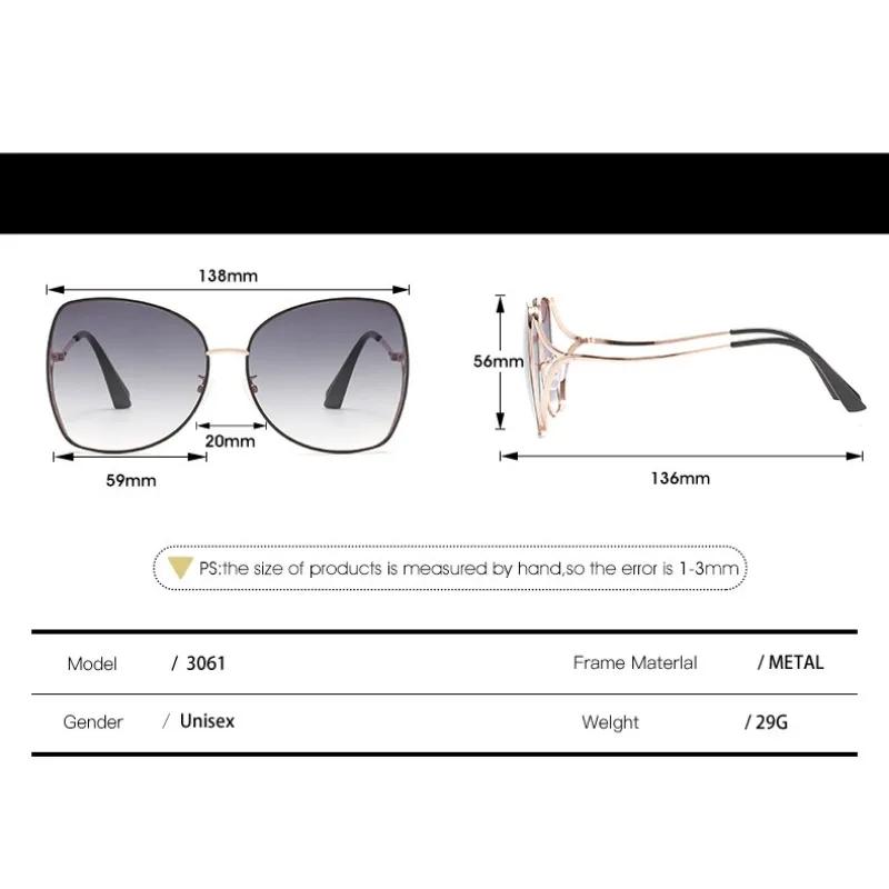 Gradient Oversized Square Sunglasses Y2K Women New Luxury Brand Hollow Lens Vintage Alloy Sun Glasses Female Green Shades UV400