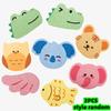 3-Piece Set of Bath Sponges with Random Animal Design Elements, Made from Natural Wood Pulp, Bath Scrubber, Bath Ball, Bath Scrub Towel, Cleaning Su