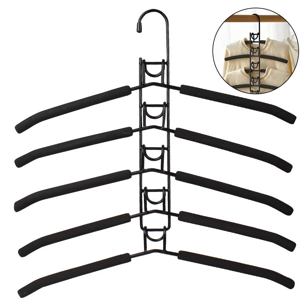 

Space-saving Clothes Hangers Detachable Clothes Support Durable One-piece Hanger Home чорний