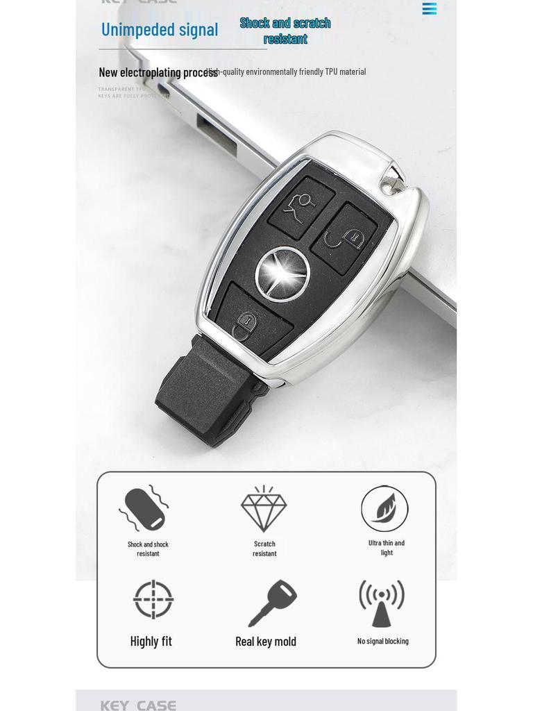 TPU Key Cover for Mercedes C-Class C180 C200, E-Class E300 E360L, GLA200 Older Models
