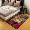 Red Rose Cheetah Print Living Room Carpet, Non-Slip Washable Animal Theme Rug for Bedroom Dining Room Home Decor