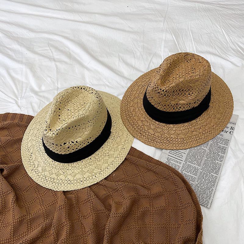 Summer Hat for Women Men Panama Straw Hats Travel Beach Sun Hat Wide Brim Fedora Jazz Hat UV Protection Holiday Hats