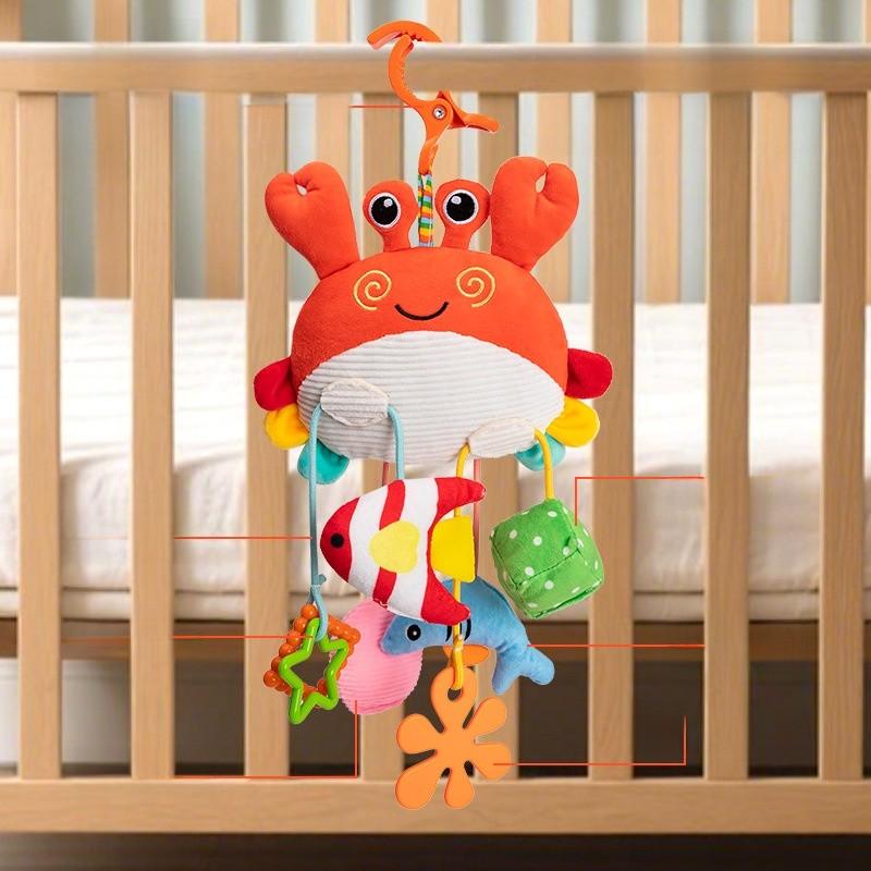 

Baby Plush Crab Pull Rope Rattle Carriage Toy With Visual And Grasp Skills For Newborns Style A