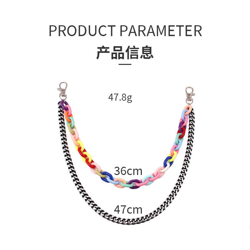 Candy Colors Trousers Chain Keychain for Women Pants Chains Multi Layer Belt Waist Keychains Hip Hop Hook Jewelry Accessories