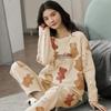 Women's Winter Pajamas Set Korean Version 18 Colors Long Sleeve Loose Fit Large Size Comfortable Sleepwear Two Piece Homewear Suit