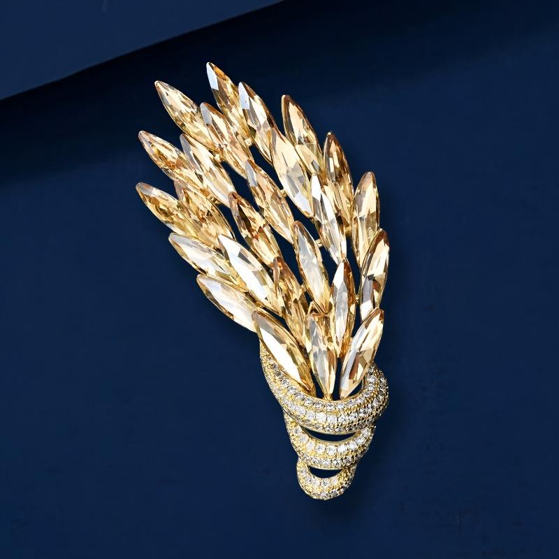A High-end and Elegant Women's Crystal Wheat Ear Brooch with A Light Luxury and High-end Feel