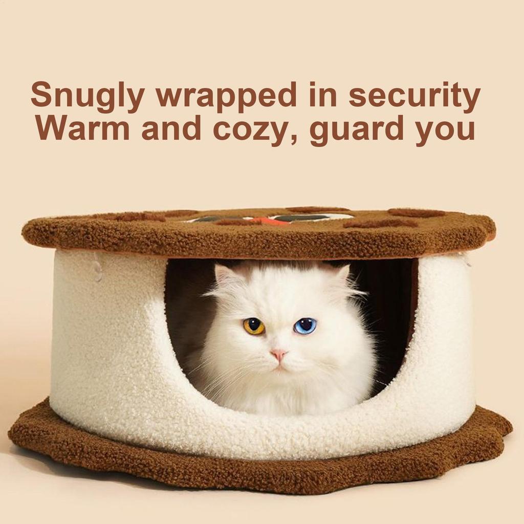 Cat Cave Cookie Design Dog Cave Bed Washable Cozy Warm Nest For Puppy Kitten Small Pet Indoor Hiding Sleeping Apartment Play