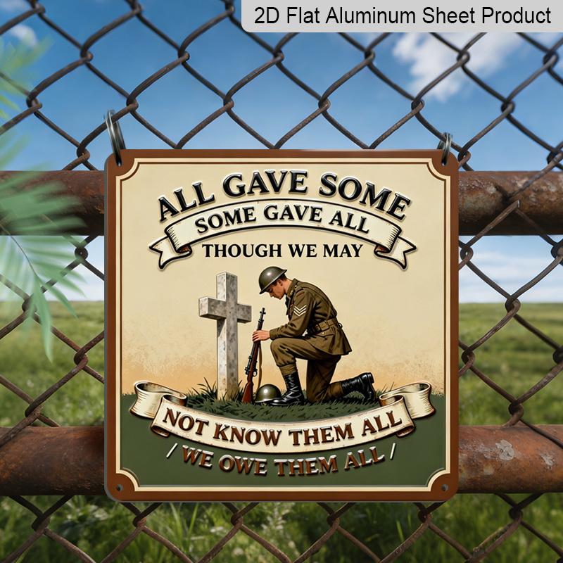 

2D Flat - 1pc, Vintage Metal Aluminum Decorative Sign, Tribute To Veterans Memorial Theme, Retro Wall Decor, Home Decoration Suitable for Living 20*20cm