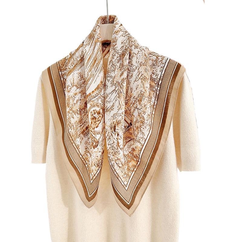 Japanese and Korean Fashion Temperament 68 Herringbone Pattern Small Square Scarf Women's Professional Wear with Scarf High-end Sense Niche Outside
