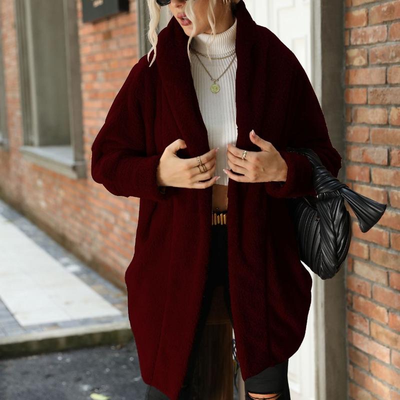 New Cardigan, Women's Clothing, Double-sided Velvet, Casual Long Style, Buttonless, Solid Color, Loose Collared Coat, Women's, Winter Warm Coat