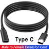 USB C Extension Cable Fast Charging Data Cables Type-C Male To Female Extender Cord Charger Wire Connector For Laptop Tablets