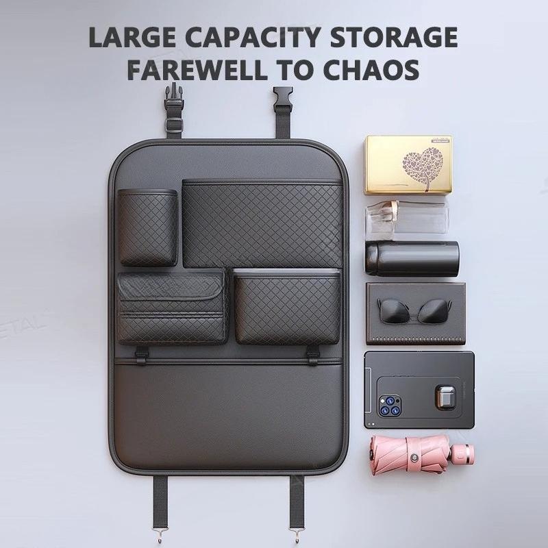 Luxury Car Seat Back Storage Bag Multifunction Backseat Organizer Storage Pocket Wear-Resistant Seat Anti Kick Guard
