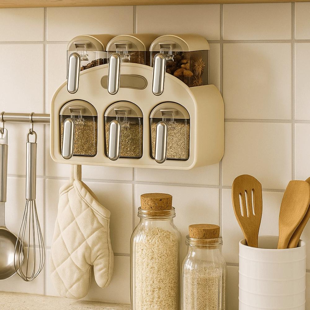 Plastic Wall Mounted Seasoning Box Moisture-proof Spice Storage Rack Spice Container  for Home