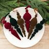 9Pcs Solid Color Velvet Christmas Ball Set Vintage Long Finial Hanging Ornaments  New Year