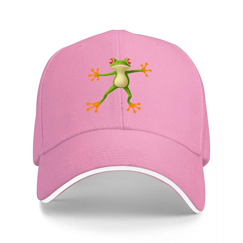 Green Frog Embroidered Black Baseball Cap Adjustable Fit Outdoor Fashion Hat Casual Streetwear Accessory for Men and Women