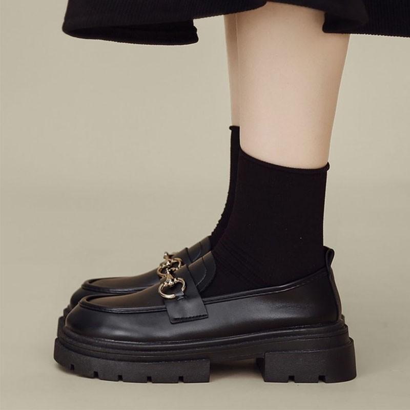 Platform women's single shoes, small leather shoes jk shoes 2026 autumn new British retro metal mouth student soft sole
