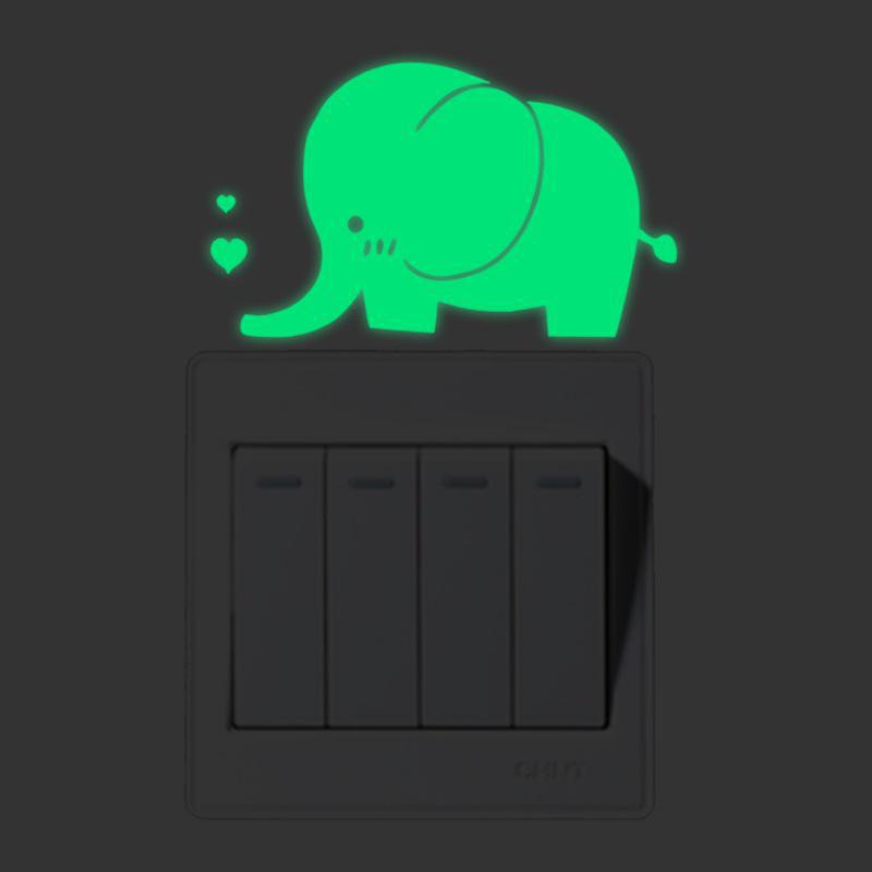 Luminous Five-Pointed Star Wall Stickers for Bedroom and Living Room, Creative Fluorescent Switch Animal Decals.