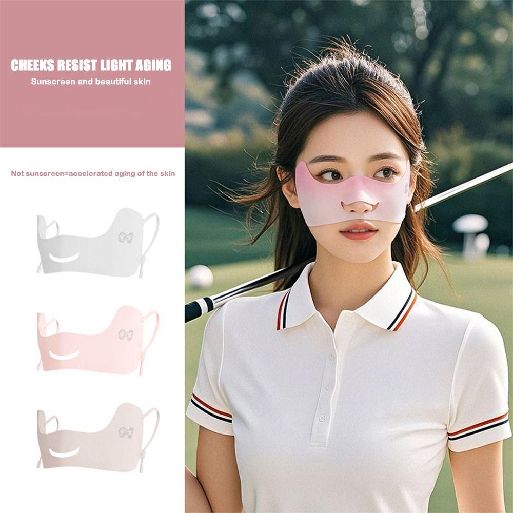 Summer Ice Silk Sun Protection Mask UPF50+ Breathable Women Face Mask Adjustable Canthus Protection Face Shield for Golf Sports