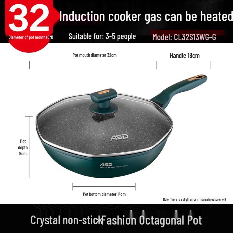 Aishida 32cm Non-stick Maifan Stone Octagonal Wok