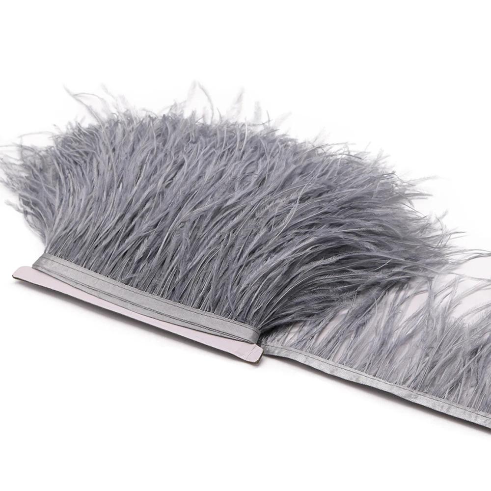 1Meter Natural Fluffy Ostrich Feathers Trim 8-10Cm Red Ostrich Plumes Craft Ribbon For Wedding Dress Sewing Clothing Decoration