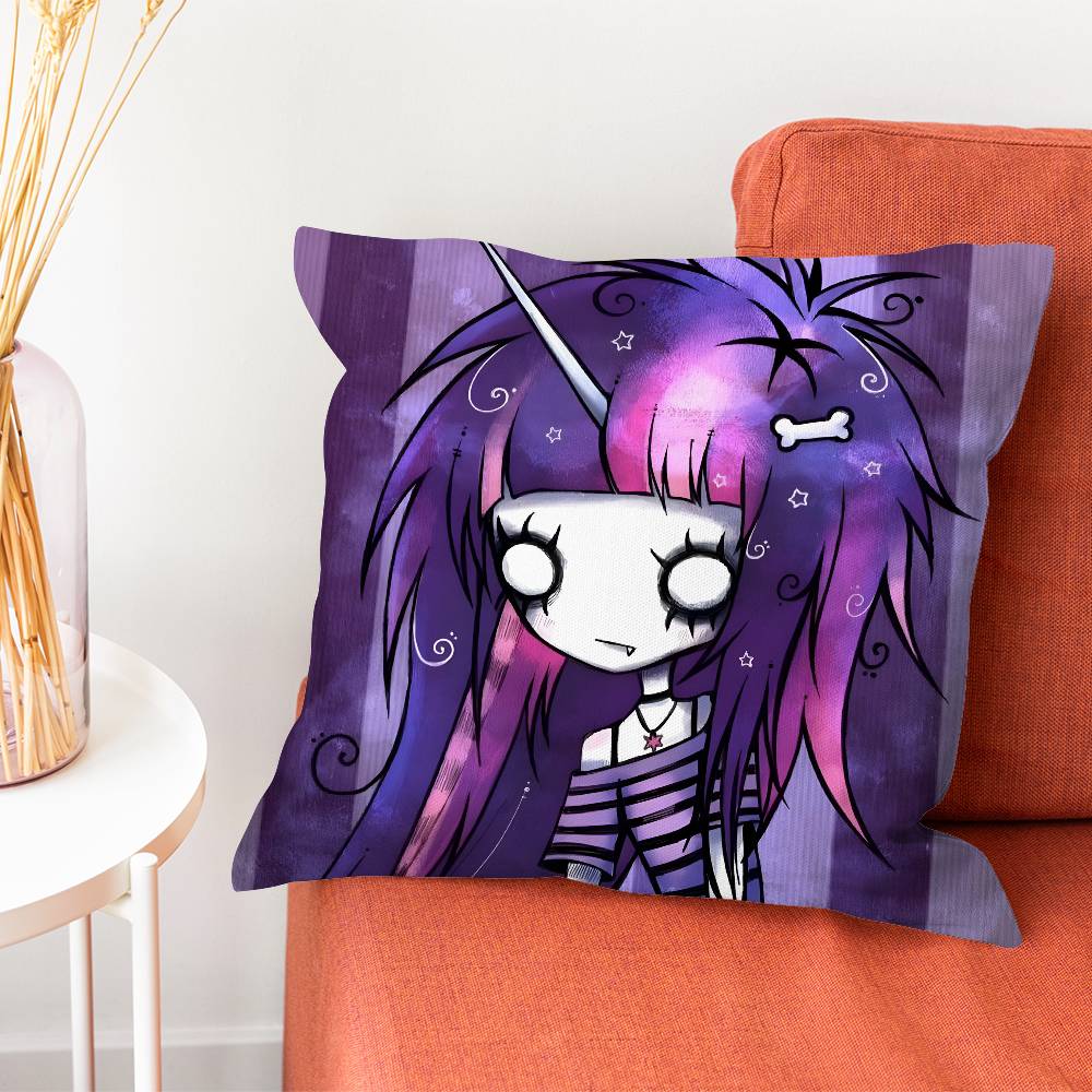 Emo Love Boys Black Pillow Case Silky Short Plush With Invisible Zipper Dustproof Sofa Cushion Cover For Home Decor