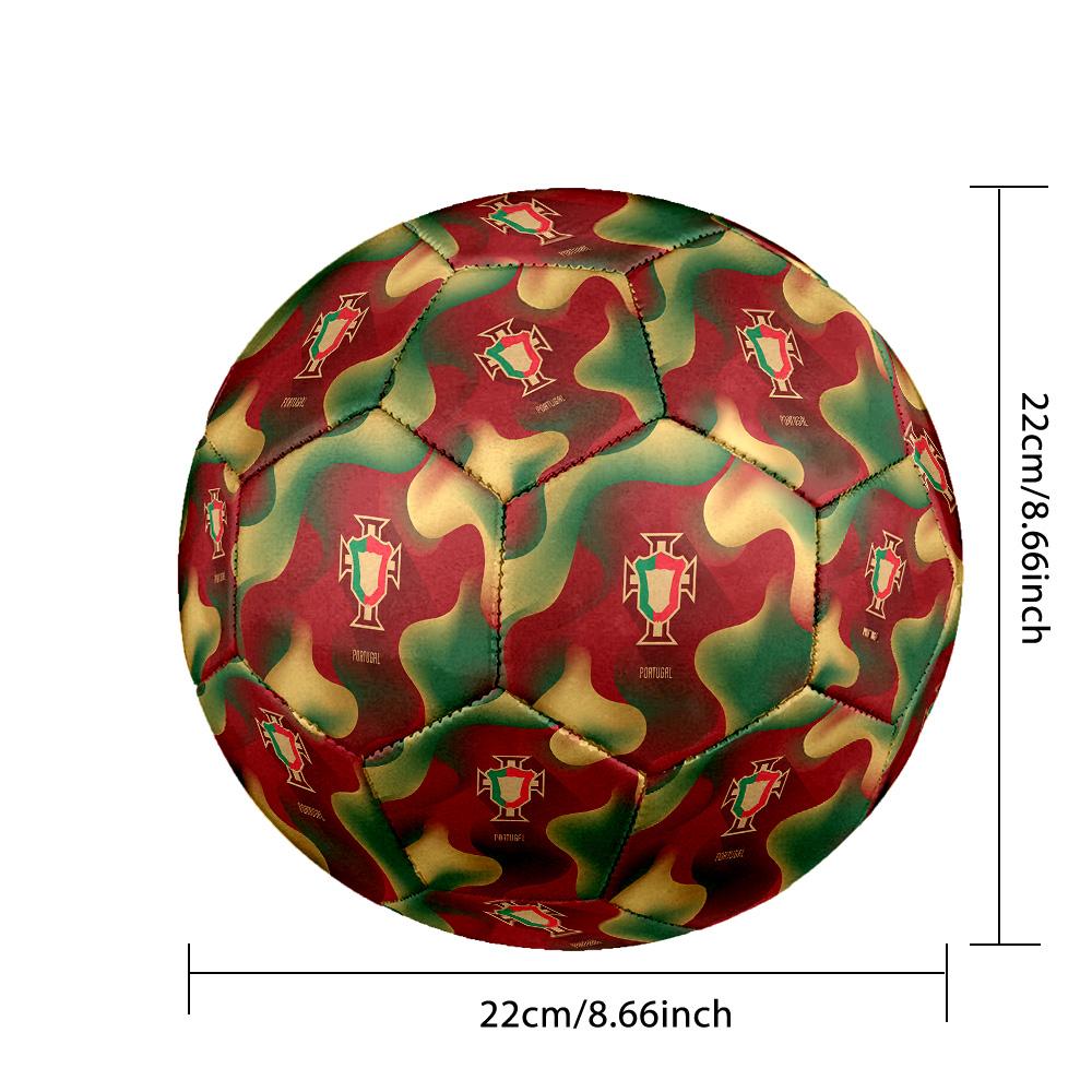 Portugal Football Printed Size 5 Soccer Ball Wear Resistant Standard Adult Training Football Fan Gift for Indoor Outdoor Match Sports