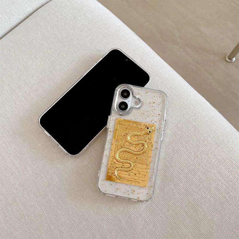 For Apple 16pro Epoxy Phone Case 17promax New Year Golden Snake 13 Fortune Gold Foil Ins Premium