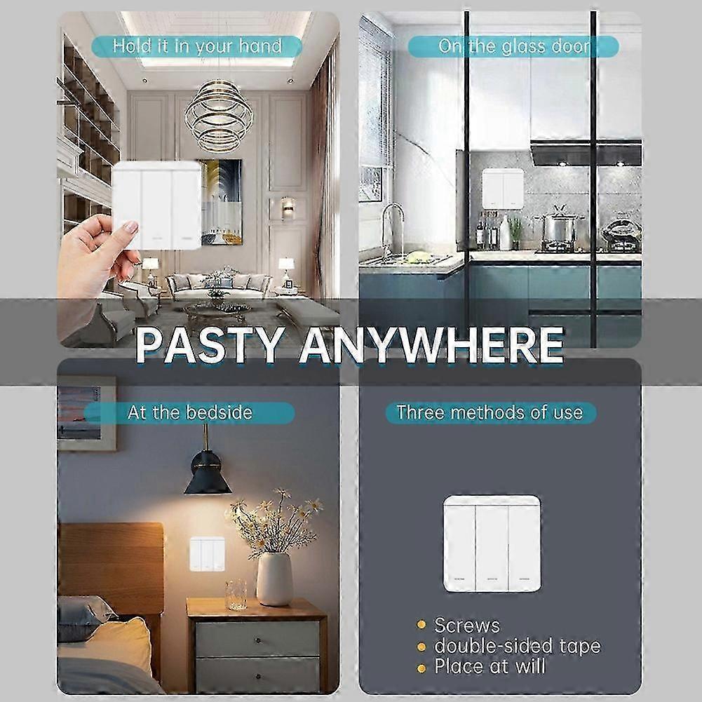 3 Pack RF 433MHz Wireless Light Switch Receiver with 2x 3-Gang Panel Switch and LED Remote Control for LED Lamps