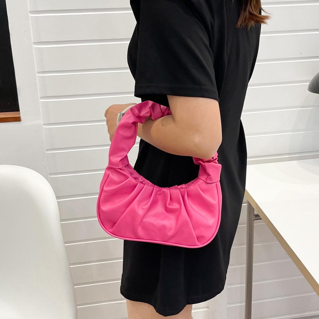 New Korean Style Shoulder Dumpling Bag, French Style Bag, Fashionable Cloud Bag, Pleated Handbag for Women