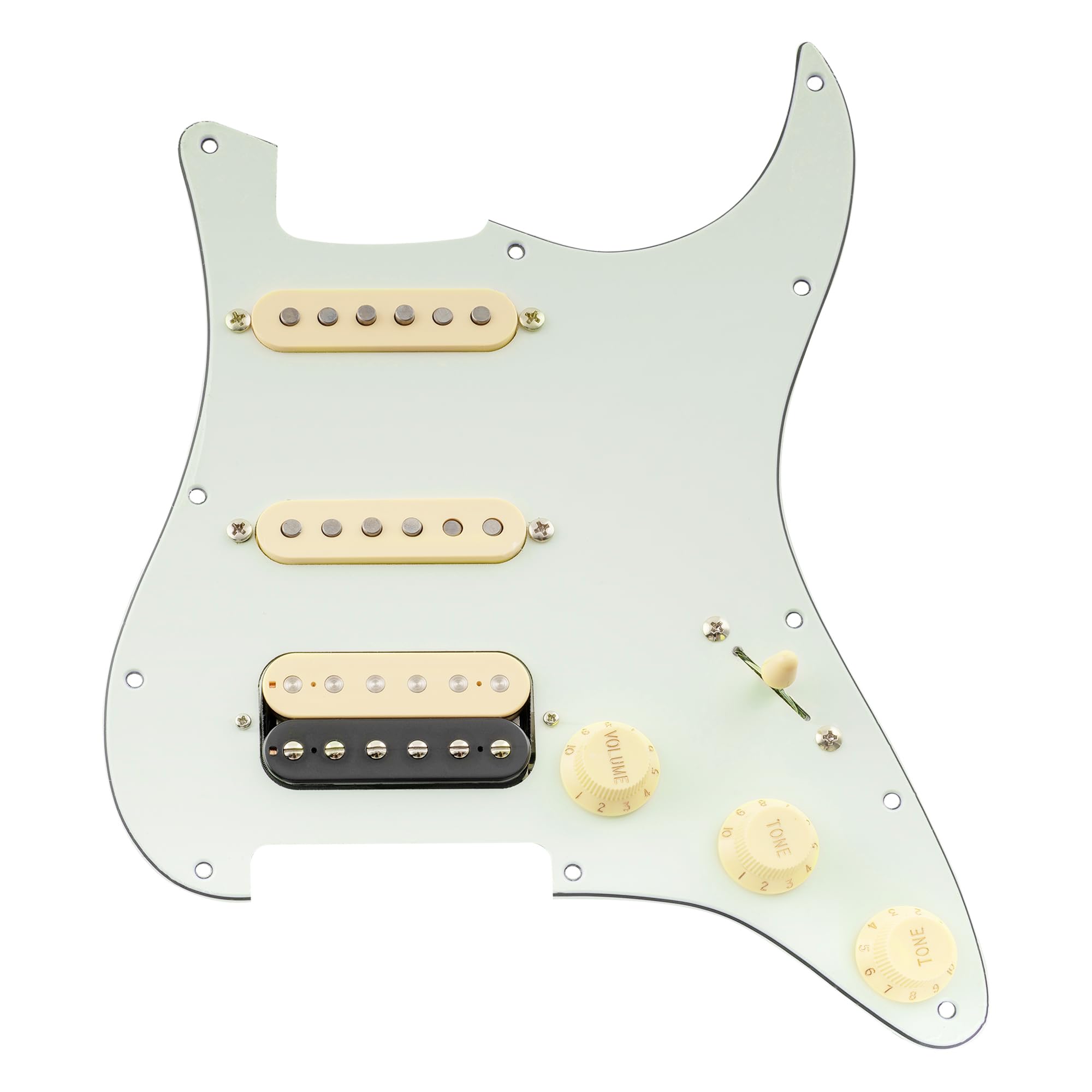 

Musiclily Pro SSH Stratocaster Prewired Pickguard for ST Stratocaster Electric Guitar with Artec Alnico 5 Aged Set Pickups, White, 3-Piece