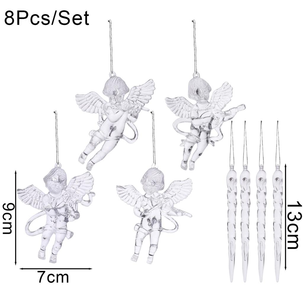 Clear Crystal Snowflake Icicle Pendants Acrylic Shiny DIY Christmas Tree Hanging Ornament Navidad New Year Party Home Decoration