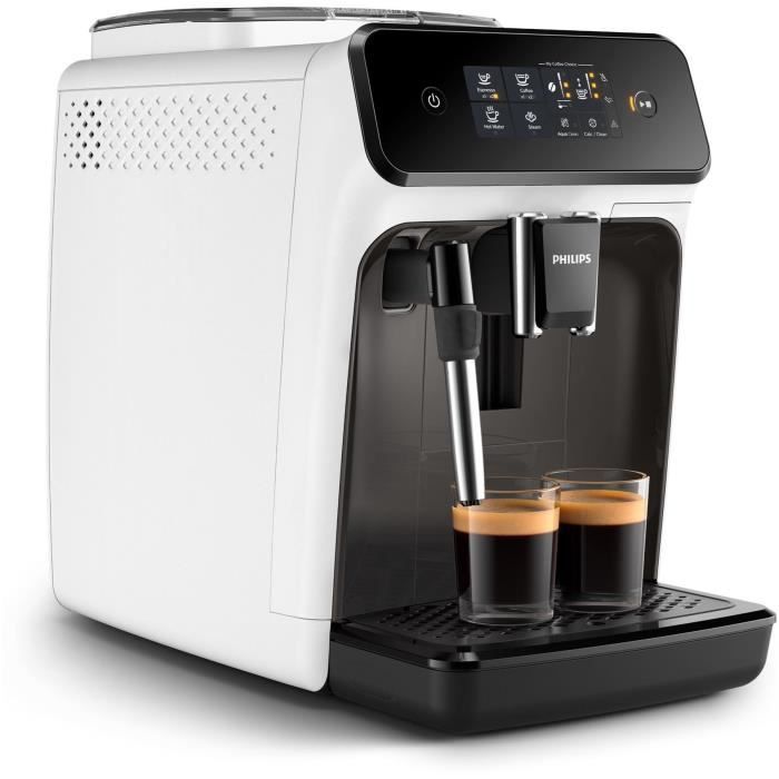 Machine expresso broyeur automatique - PHILIPS - EP1223/00 - Mousseur à Lait Classique - Broyeur Céramique - Blanc et Noir