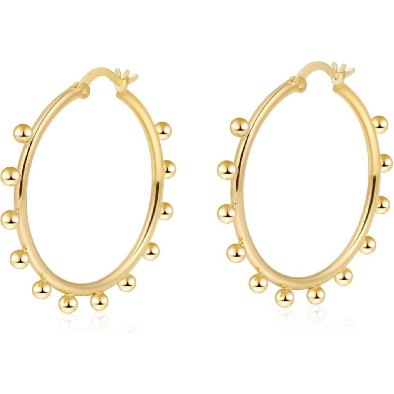 Amicon Chunky Gold Stud Earrings for Women 14k Gold Plated Hypoallergenic Earrings Statement Trendy Fashion Gold Jewelry Gifts