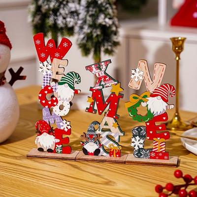 Christmas Decorations Nordic Wooden Face Less Elderly Painted Letters DIY Decorations Christmas Dwarf Family Tabletop Decoration