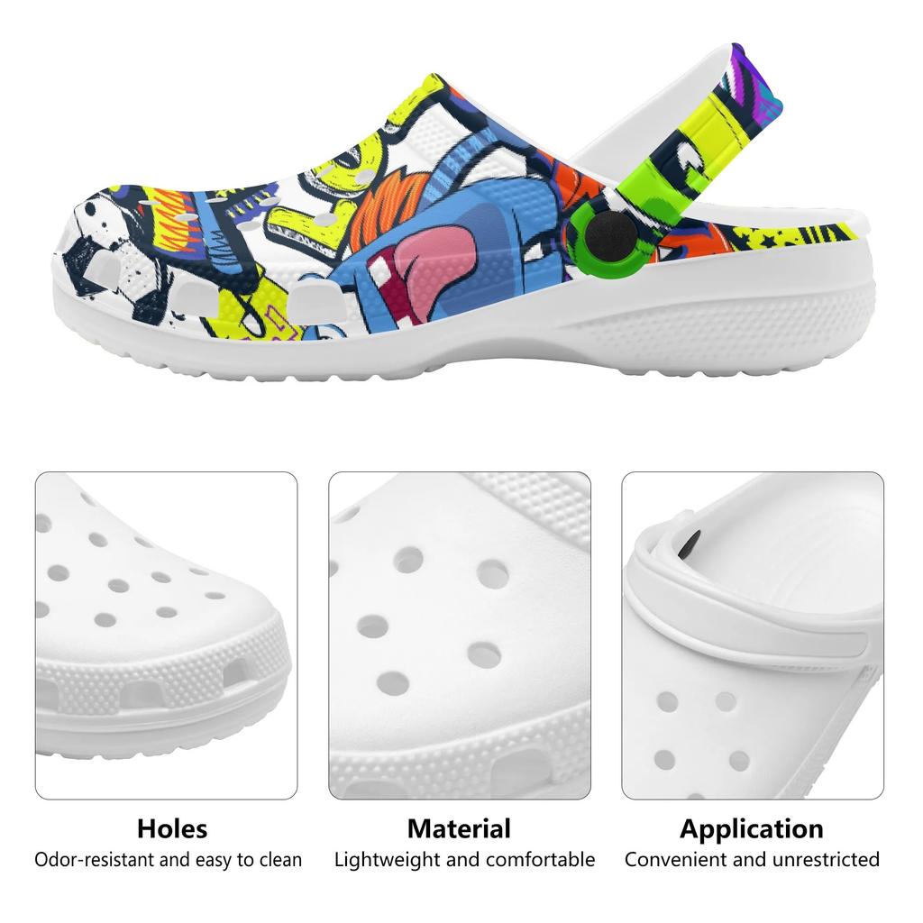 Women Men Printed EVA Clogs Lightweight Breathable Slip On Garden Beach Pool Bathroom Home Casual Sandals Indoor Outdoor Wear