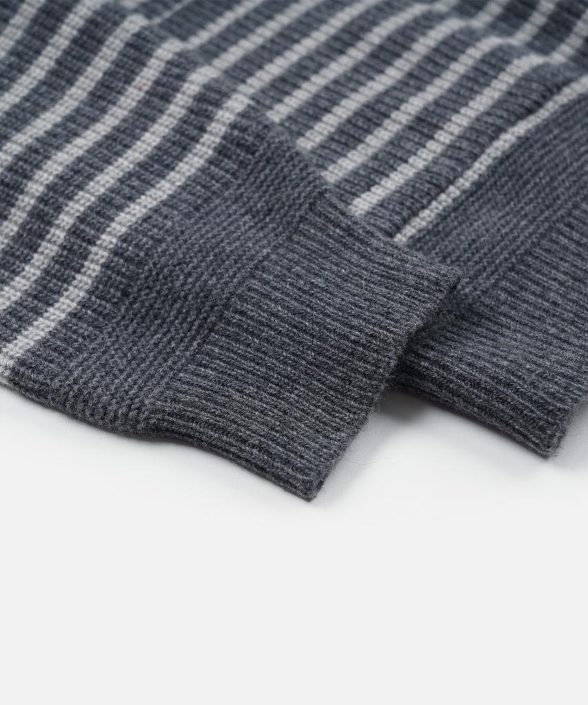 Frizmworks Wool Stripe Round Cardigan _ Charcoal