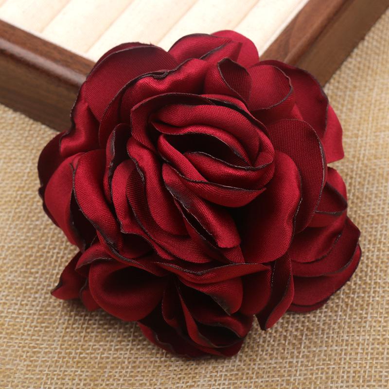 Burn Edge Rose Fabric Flower: 8.5cm Handmade Accessory for DIY Clothing and Jewelry