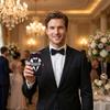 Party Drink Can Cooler Sleeve Insulated Beverage Holder for Standard 12oz Cans with Groom Print Design Suitable for Weddings and Events