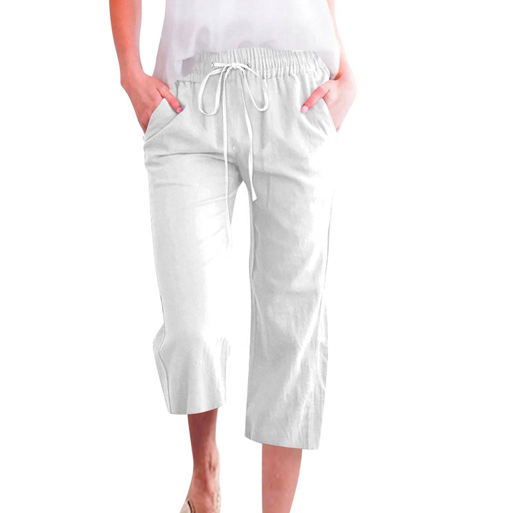 Women's Casual And Fashionable Solid Color Loose Pants With Pocketes