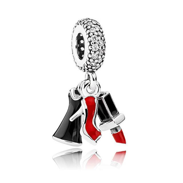 New Copper Makeup Plate Lipstick High Heels Skirts Sewing Machine Charm Beads Fit For Original Bracelets Diy Women'S Jewelry