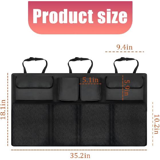 Mandark Car Trunk Organizer, Space Saving Vehicle Backseat Hanging With 8 Large Pockets, Automotive Interior Cargo Organization Storage Bag
