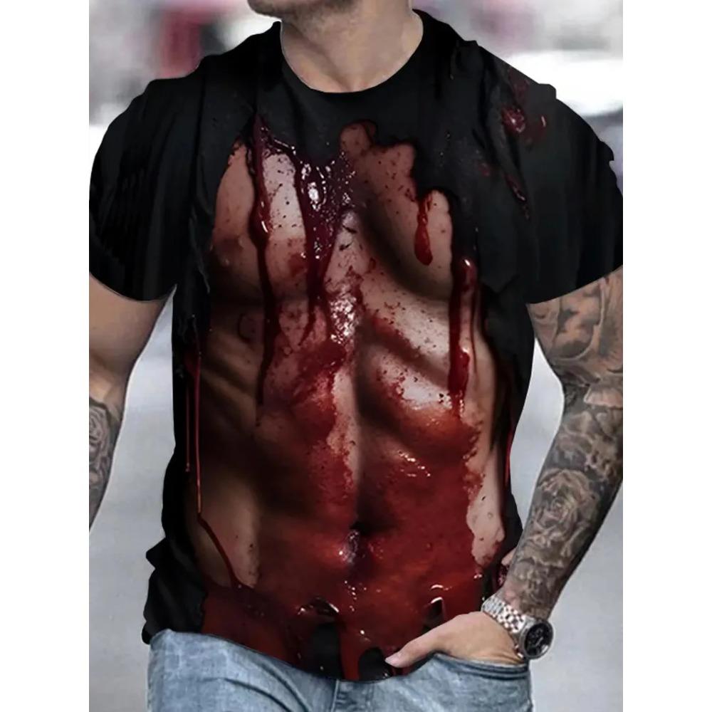 New Funny Muscle Body 3D Printed T-shirt Mens Designer Clothes Streetwear Short Sleeve Top Tees Ugly Chest Hair T Shirt Clothing