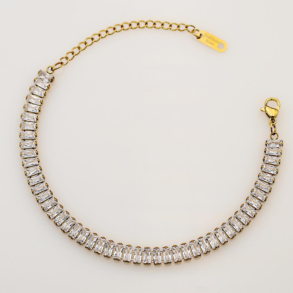 

Emerald Zircon Bracelet Hand Jewelry, The Same Niche High-End Titanium Steel Zircon Bracelet For Men And Women