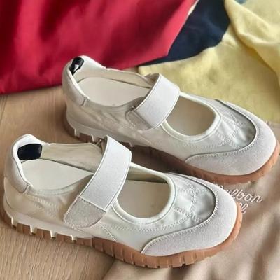 Leather Platform Mary Jane Shoes Velcro Women's Shoes 2025 Summer New Sports and Leisure Shoes Versatile Flat Shoes