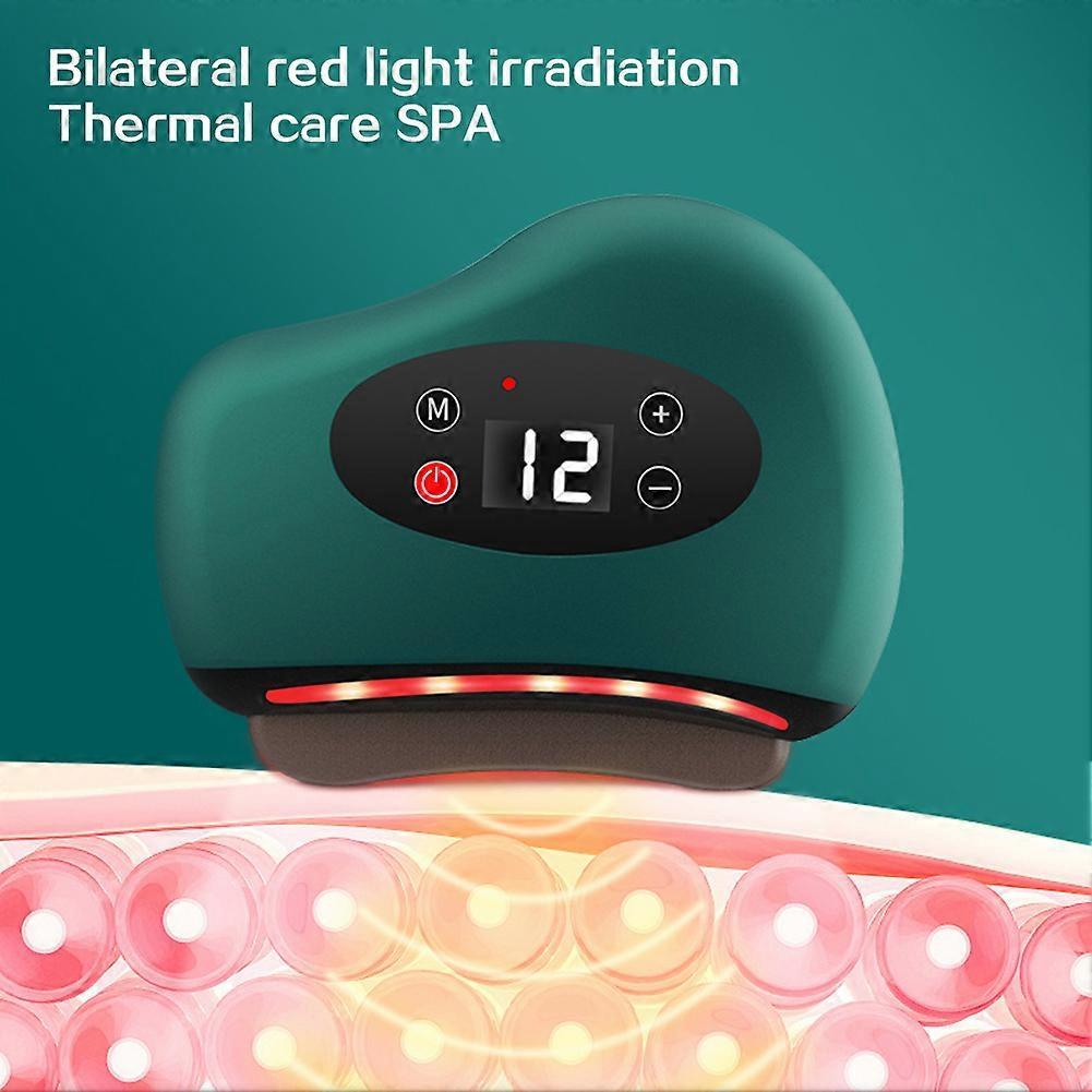 Electric Gua Sha Massager with Red Light Therapy, Heat & Vibration, 12 Heating Hot Compress Massager, Lift Sculpting Tool for Face & Body